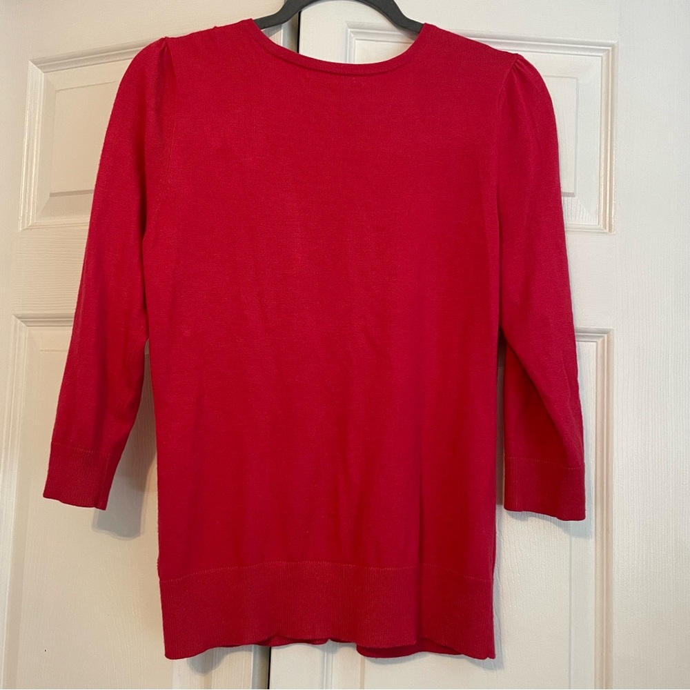 Raspberry colored button down cardigan - Picture 2 of 8